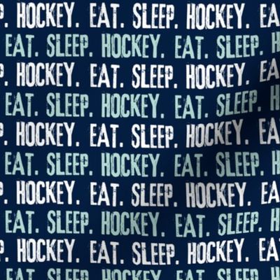 Eat. Sleep. Hockey. - dark mint and white on navy LAD19