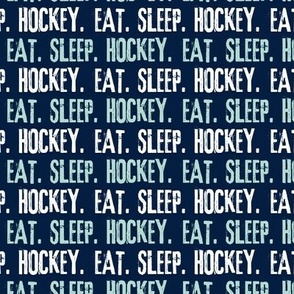Eat. Sleep. Hockey. - dark mint and white on navy LAD19