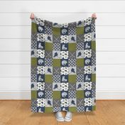 Ice Hockey Patchwork - Hockey Nursery - Wholecloth grey and green - LAD19 (90)