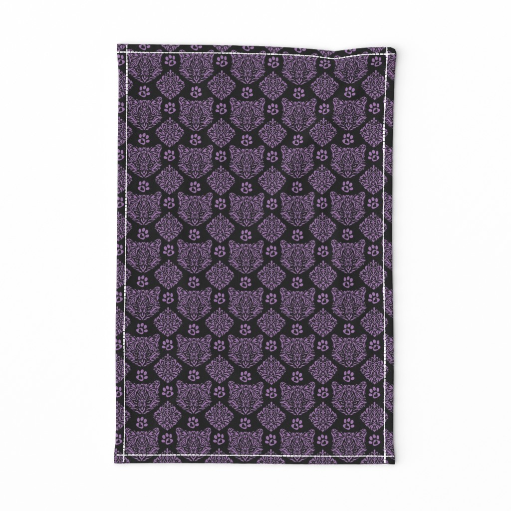 Purple Cat Damask 