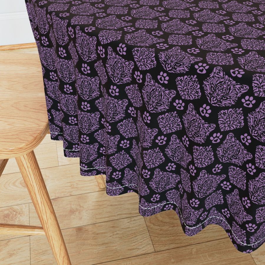 Purple Cat Damask 