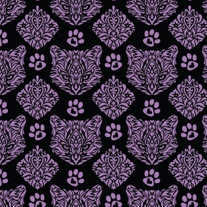 Purple Cat Damask 