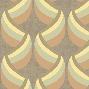 Art Deco Ribbon Columns in Grayblue and Brown on Brown Linen Look