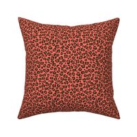 Coral Pink and Brown Leopard Spots Print