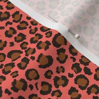 Coral Pink and Brown Leopard Spots Print