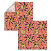Sun Flowers Octagons sm living coral
