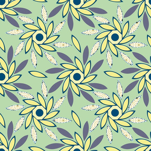 Sun Flowers Octagons sm pastel lime