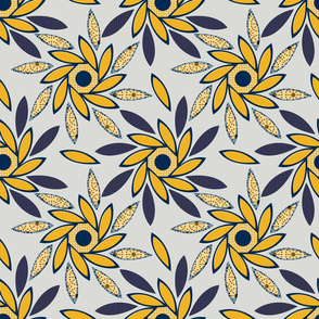 Sun Flowers Octagons sm gray