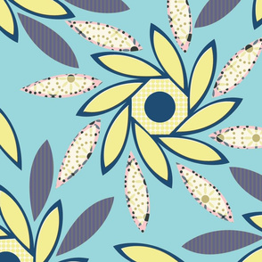 Sun Flowers Octagons lg pastel blue