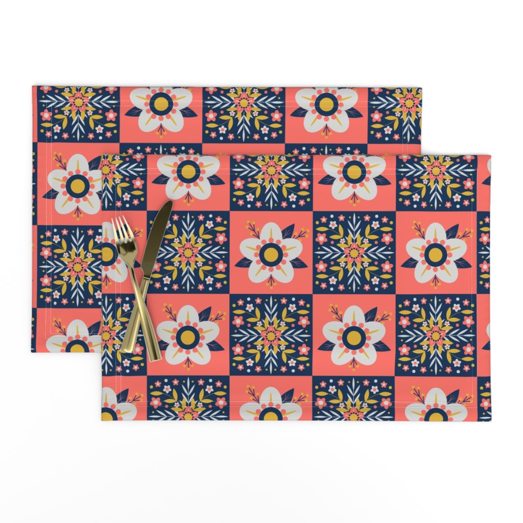 Coral Floral Tiles