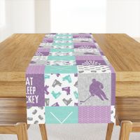 Eat Sleep Hockey - Ice Hockey Patchwork - Hockey Nursery - Wholecloth purple and teal - LAD19