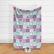 Ice Hockey Patchwork - Hockey Nursery - Wholecloth  purple and teal - LAD19 (90)