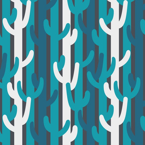 Saguaro Grove in Teal, Turquoise and Gray
