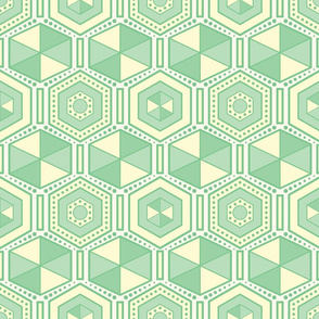 Green and yellow hexagons pattern