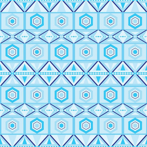 Blue geometrical tribal look pattern