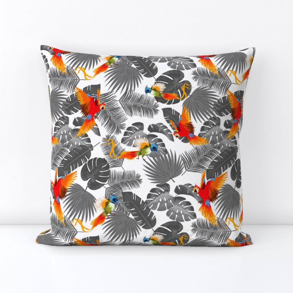 bohemian tropical leaves and birds