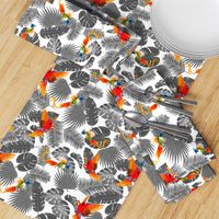 bohemian tropical leaves and birds