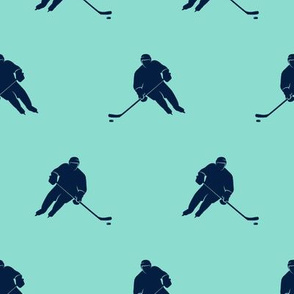 hockey player - navy on teal LAD19