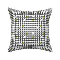 House with Trees Triangles, Simple Geometric Modern Family Neutral Lime Green White