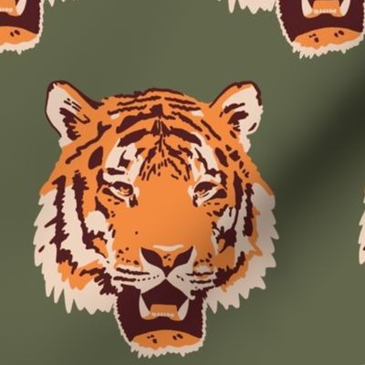 Timothy the Tiger on forest green