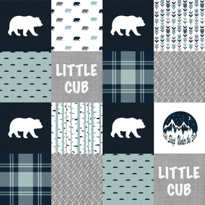 Little Cub - Wholecloth Quilt - Woodland Patchwork Top - WWCQ1