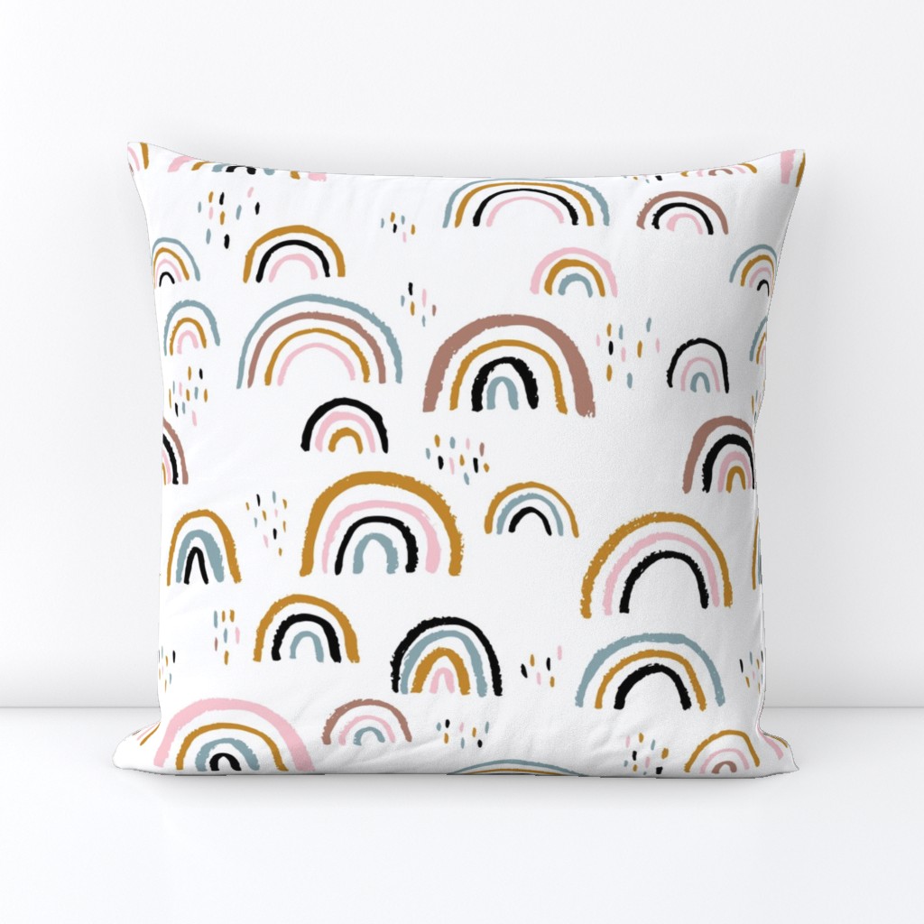 Rainbow love Scandinavian abstract rainbow clouds happy rain sky girls pink JUMBO