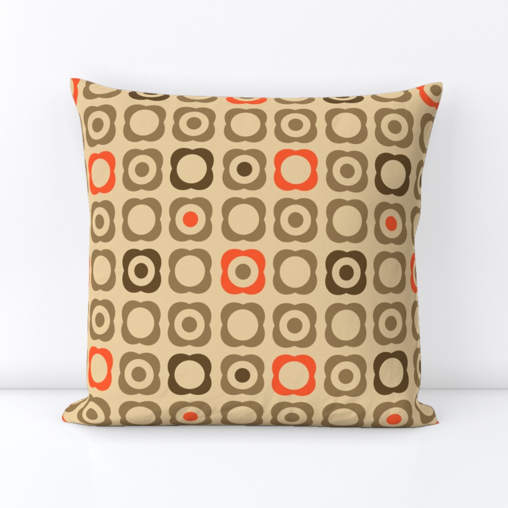 Mod Flowers & Dots (Tan, Brown, Orange)