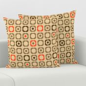 Mod Flowers & Dots (Tan, Brown, Orange)