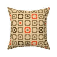 Mod Flowers & Dots (Tan, Brown, Orange)