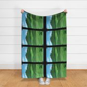 Green hills with castle // tea towel