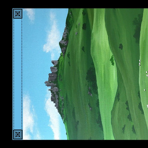 Green hills with castle // tea towel