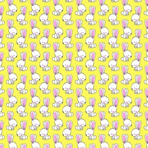 (small scale)bunnies - spring easter fabric - yellow  LAD19BS