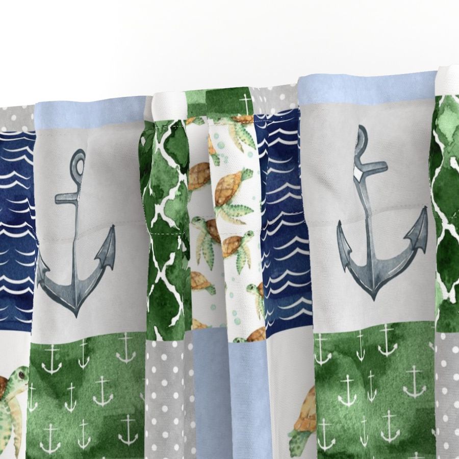 Sea Turtle//Sailboat - Wholecloth Cheater Quilt