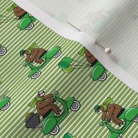 (small scale) Scooter Sloths  - St Patrick's Day - Green Stripes C19BS