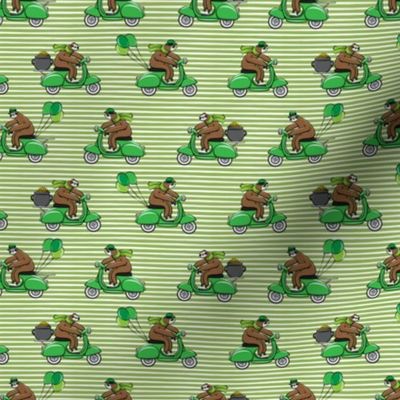 (small scale) Scooter Sloths  - St Patrick's Day - Green Stripes C19BS