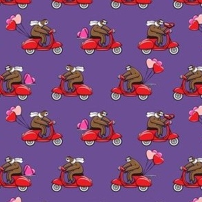 (small scale) Scooter Sloths  - Valentine's Day - Purple C19BS