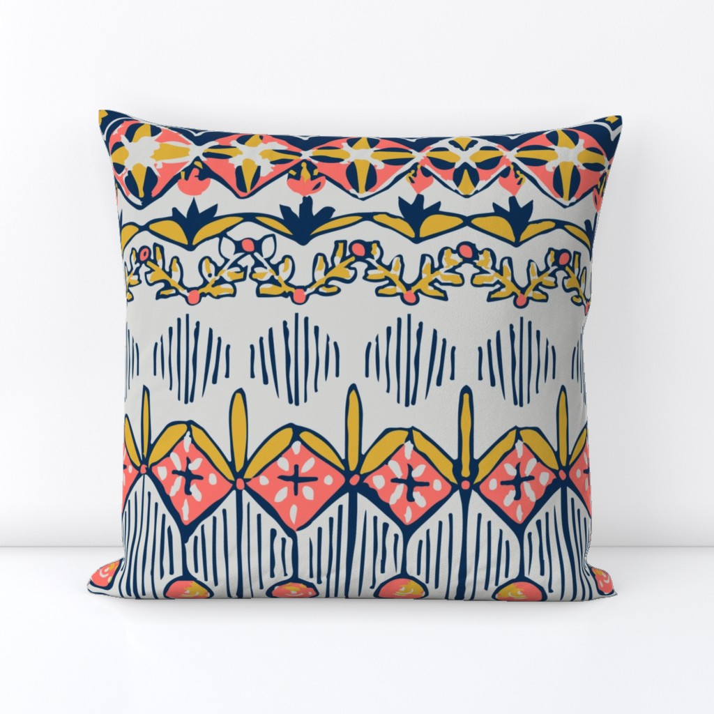 Regency Inspired Midcentury Fair Isle - Living Coral 2019