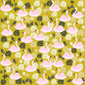 Pink Swan Fabric, Wallpaper and Home Decor | Spoonflower