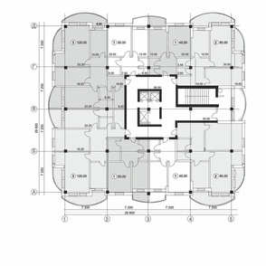 Section plan of a multi-storey apartment building