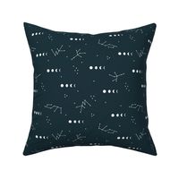 Moon phase galaxy constellation universe zodiac design night stars in trend colors winter blue navy