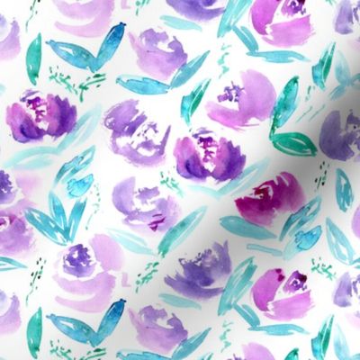 'Thea' in purple || watercolor floral pattern