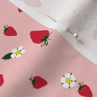 small - strawberries on pink