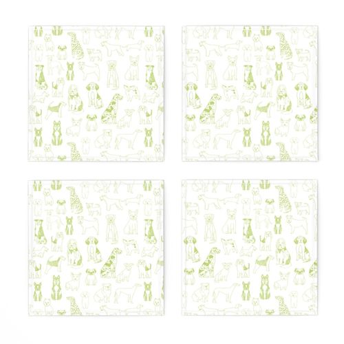 dogs fabric - green glow, lime green, dog fabric, dog breeds fabric, dog  illustration fabric