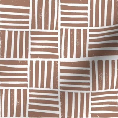 thatch fabric - hand printed fabric, linocut home decor fabric, stripes fabric, grid fabric, - coffee