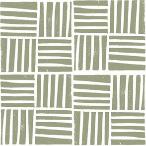 thatch fabric - hand printed fabric, linocut home decor fabric, stripes fabric, grid fabric, - artichoke