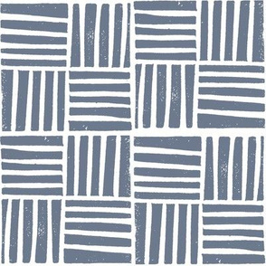 thatch fabric - hand printed fabric, linocut home decor fabric, stripes fabric, grid fabric, - paynes grey