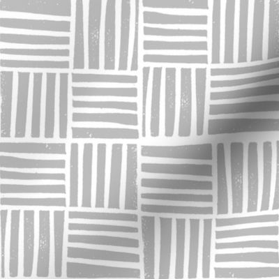 thatch fabric - hand printed fabric, linocut home decor fabric, stripes fabric, grid fabric, - grey