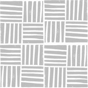 thatch fabric - hand printed fabric, linocut home decor fabric, stripes fabric, grid fabric, - grey