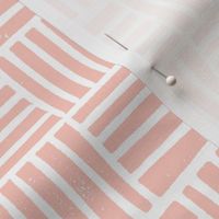 thatch fabric - hand printed fabric, linocut home decor fabric, stripes fabric, grid fabric, - pink