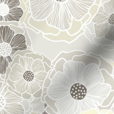 Gray, Taupe & Yellow Floral Pattern